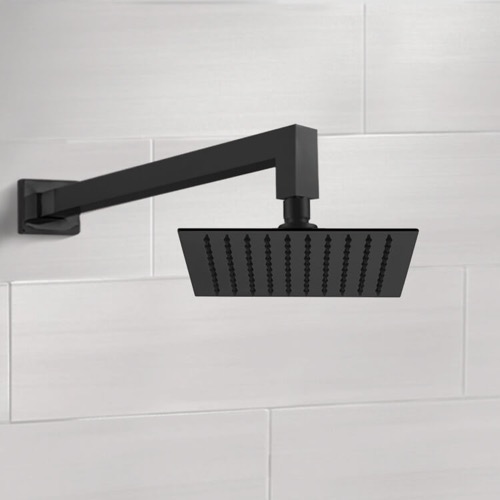 10 Inch Matte Black Rain Shower Head With Arm 10 Inch Matte Black Rain Shower Head With Arm Remer 348S40-357UFS25-NO